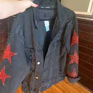 LF Red Star Patch Denim Jacket (black)